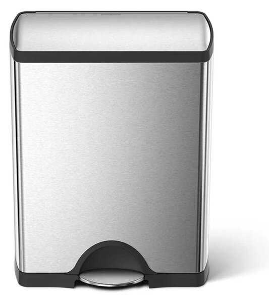 Pedálový odpadkový koš Simplehuman – 50 l, obdélníkový, matná ocel, FPP