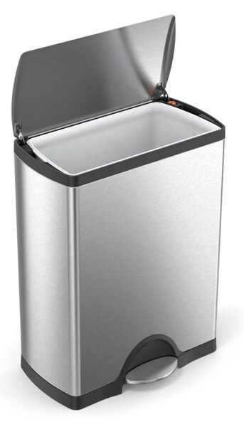 Pedálový odpadkový koš Simplehuman – 50 l, obdélníkový, matná ocel, FPP