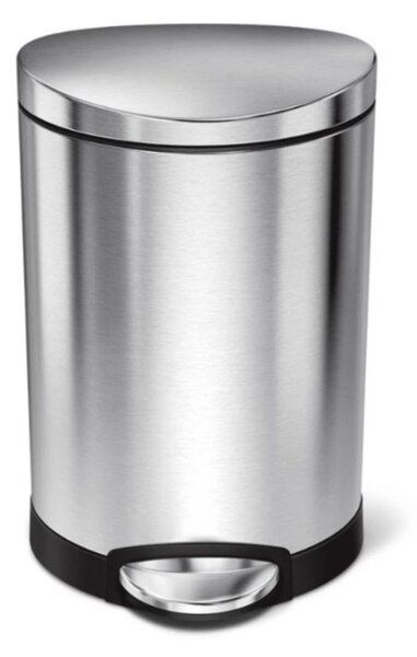 Pedálový odpadkový koš Simplehuman – 6 l, půlkulatý, matná ocel, FPP
