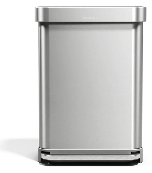 Pedálový odpadkový koš Simplehuman – 55 l, matná ocel, FPP, kapsa na sáčky