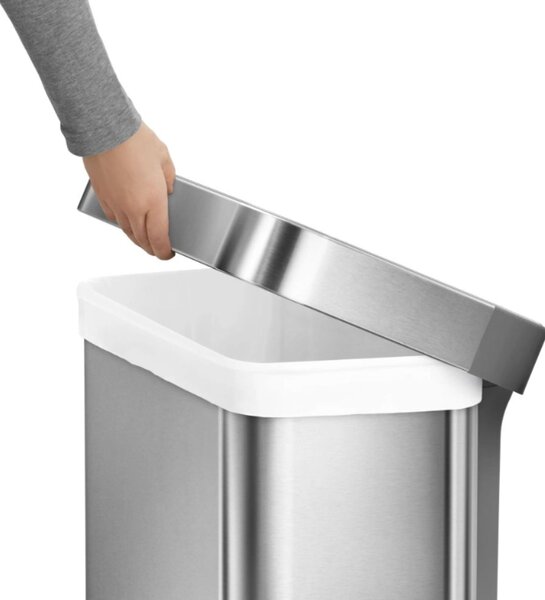 Pedálový odpadkový koš Simplehuman – 55 l, matná ocel, FPP, kapsa na sáčky