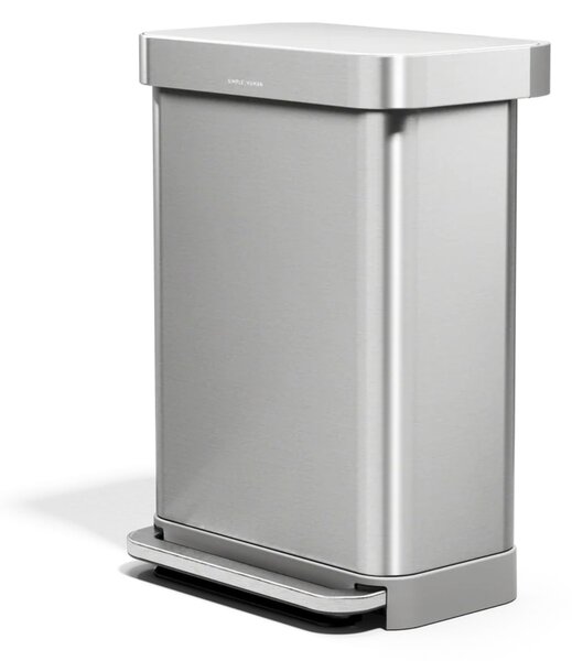 Pedálový odpadkový koš Simplehuman – 55 l, matná ocel, FPP, kapsa na sáčky