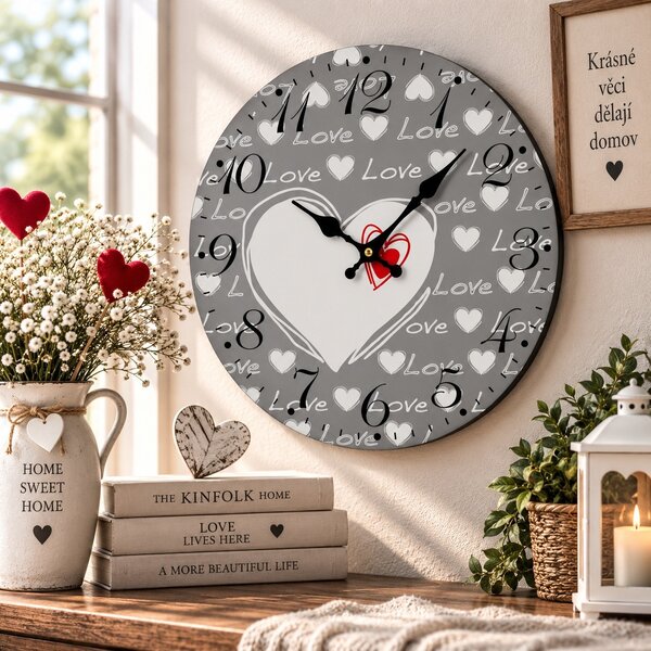 Nástěnné hodiny Srdce Love Ø 34 cm 2000084