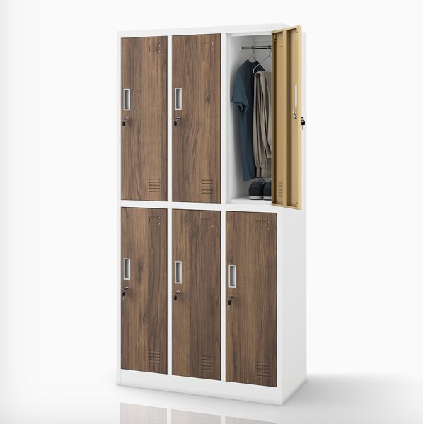 Šatní skříň BHP bílá / ořech, 6dveřová: Eco Design IGOR, 900 x 1850 x 450 mm