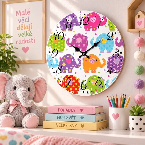 Nástěnné hodiny Sloni Ø 34 cm 2000039
