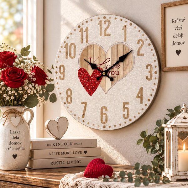 Nástěnné hodiny I Love You Ø 34 cm 2000022