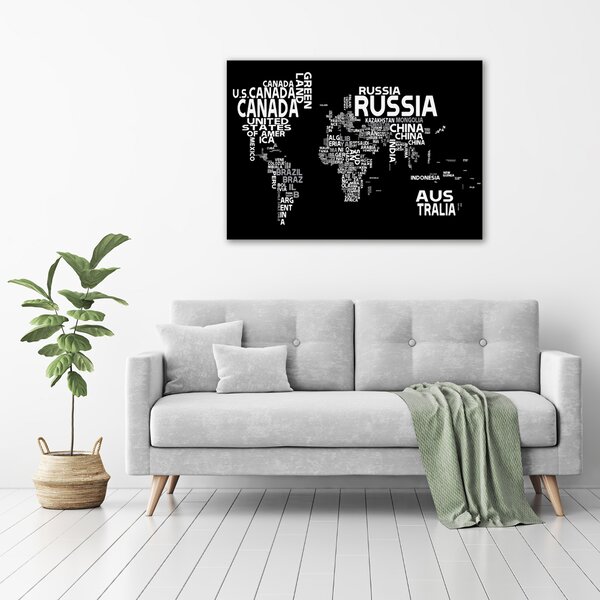 Foto obraz skleněný horizontální Mapa světa nápisy osh-102757176