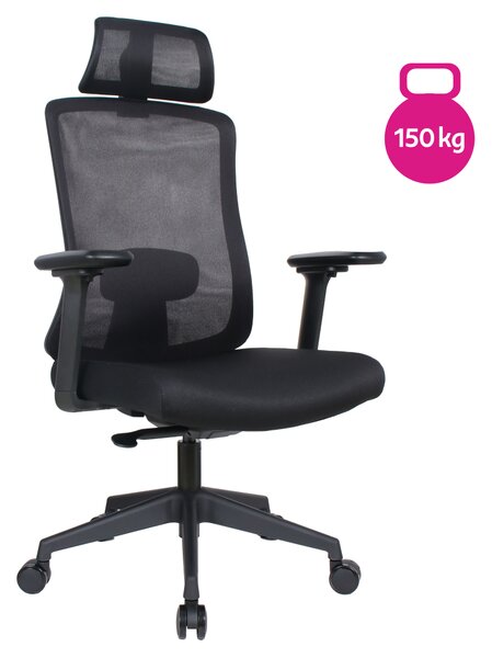 Ergonomická kancelářská židle PART - černá síťovina / nosnost 150 kg