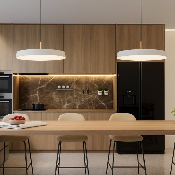 Bílé kovové závěsné LED světlo Nova Luce Vetro 50 cm