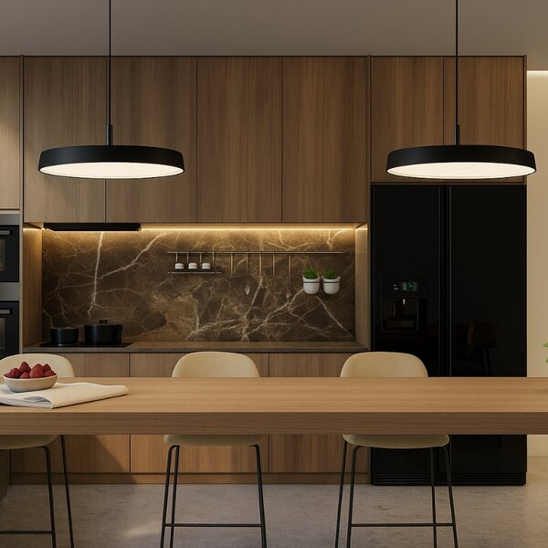 Černé kovové závěsné LED světlo Nova Luce Vetro 50 cm