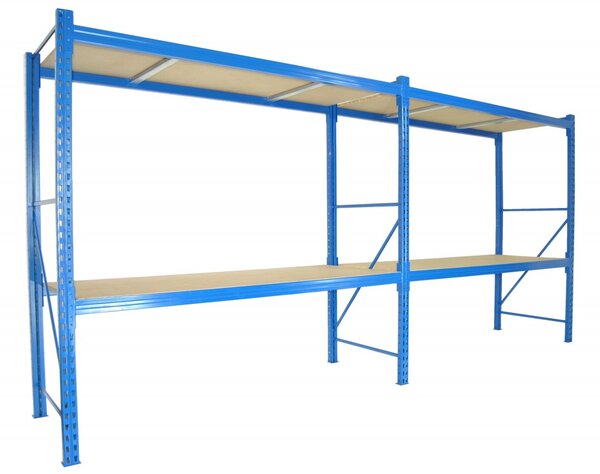 Profesionální regál Biedrax přídavný 60 x 100 x 250 cm, 2 police – nosnost 350 kg/police, modrý