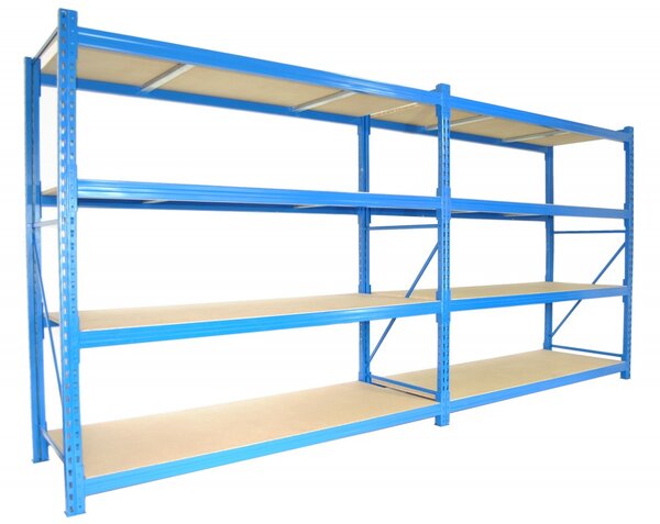 Profesionální regál Biedrax přídavný 60 x 100 x 200 cm, 4 police - nosnost 350 kg/police, modrý