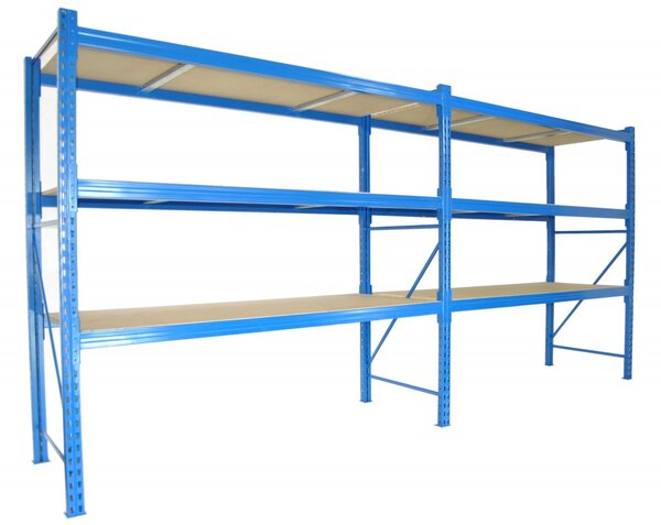 Profesionální regál Biedrax základní 60 x 100 x 200 cm, 3 police - nosnost 350 kg/police, modrý