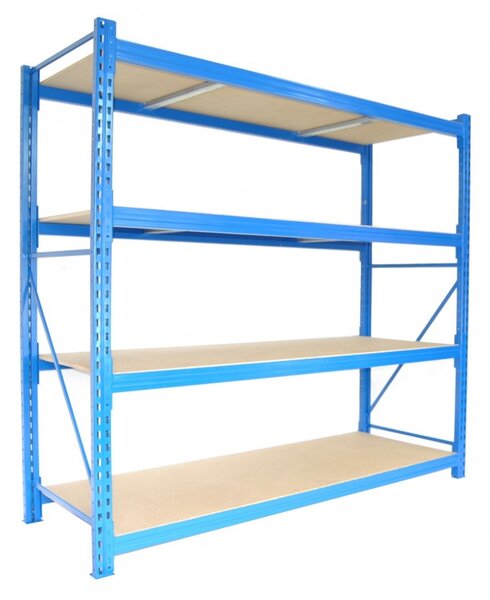 Profesionální regál Biedrax základní 60 x 100 x 250 cm, 4 police - nosnost 350 kg/police, modrý