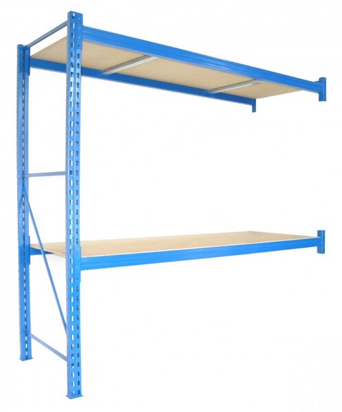 Profesionální regál Biedrax přídavný 60 x 100 x 250 cm, 2 police – nosnost 350 kg/police, modrý