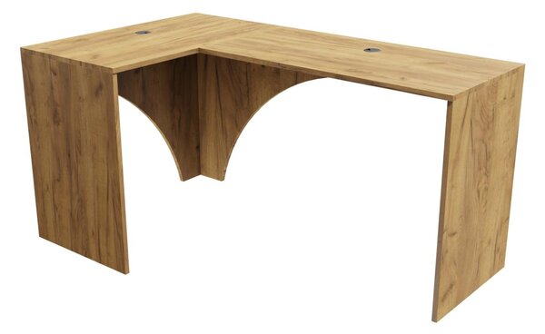 Rohový PC stolek Uhlominn (craft zlatý). Akce -9%