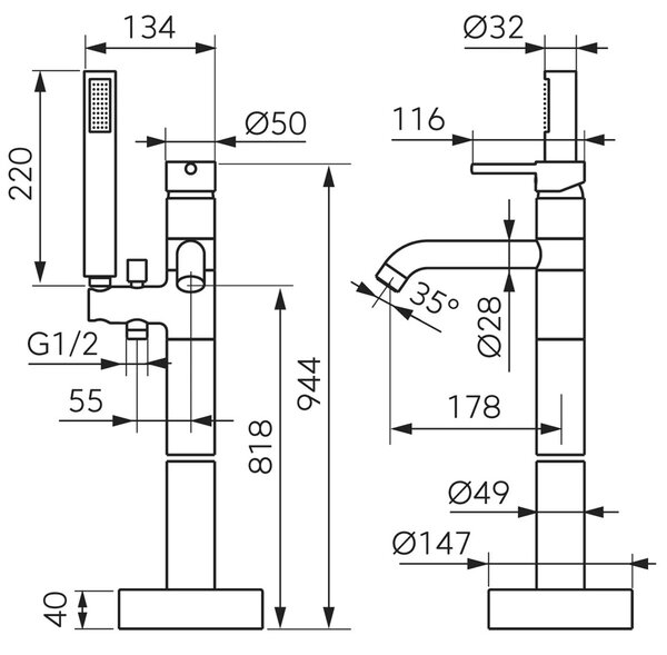 Ferro Ciriculus vanová baterie volně stojící zlatá BCK11FBG