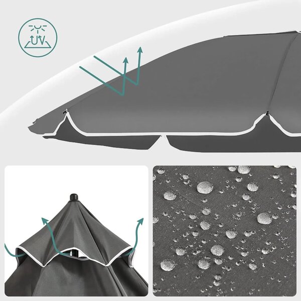 SONGMICS Plážový slunečník 160 cm šedá