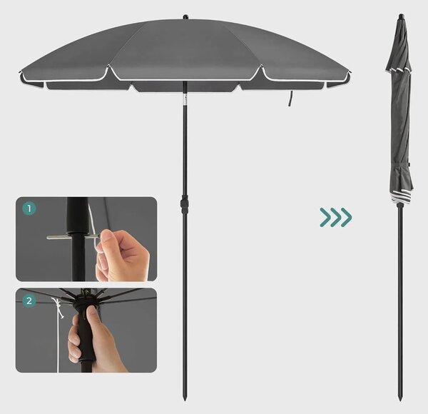 SONGMICS Plážový slunečník 160 cm šedá