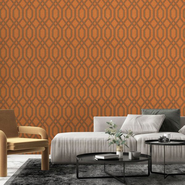 Geometrická vliesová tapeta na zeď, oranžová, 1502-4, Vera, AdaWall