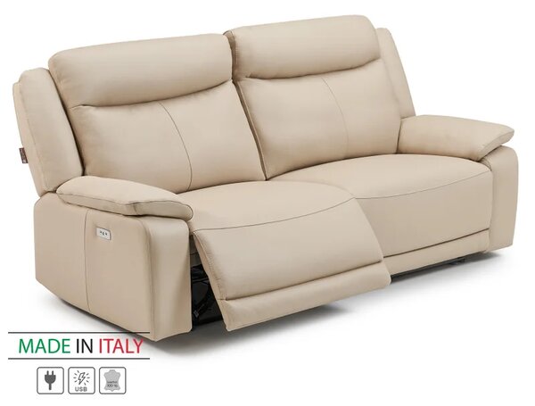 Kožená pohovka CONTINENTAL s elektrickou funkcí relax 3P, elektrické, cappuccino (cappuccino 313)
