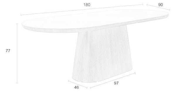 White Label Dubový jídelní stůl ALMIRA 180 x 90 cm s mramorovým dekorem
