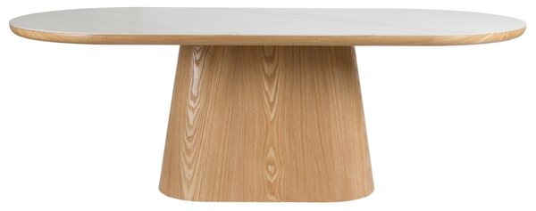 White Label Dubový jídelní stůl ALMIRA 180 x 90 cm s mramorovým dekorem