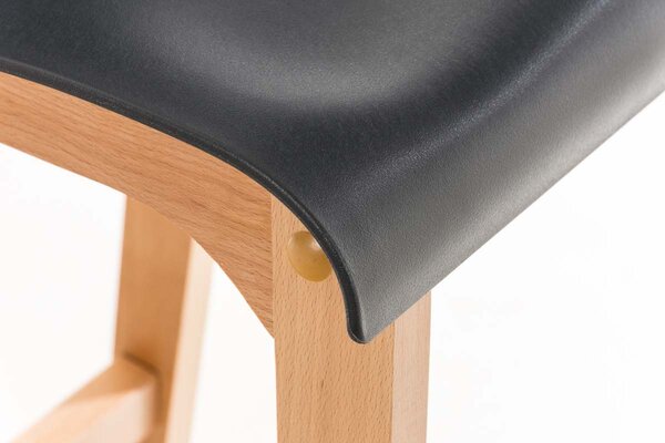 Barová židle Hoover - plast, dřevené nohy natur - Šedá
