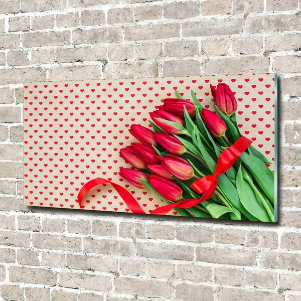 Foto obraz sklo tvrzené Tulipány srdce osh-104956051