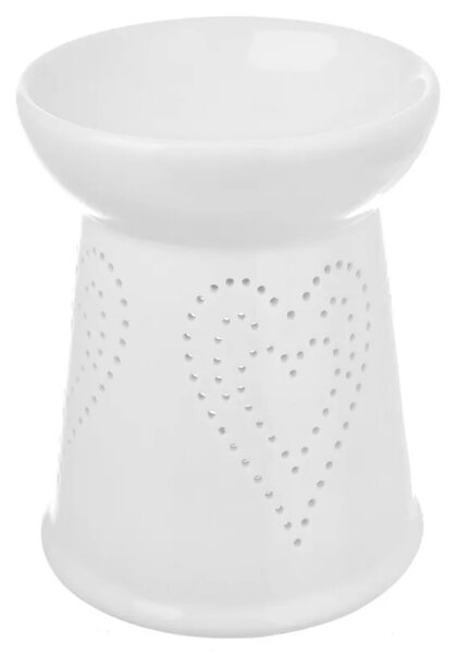 Aromalampa 10 x 10 x 13 cm, motiv srdce, porcelánová, bílá INDECOR X13670