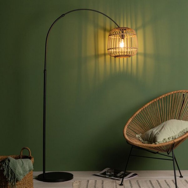 Brilliant 93178/76 Stojací oblouková lampa NIKKA přírodní ratan
