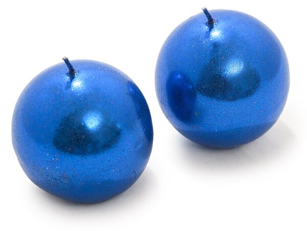 Sada 2 svíček koule CANDLE BALL BLUE 4,5 cm modrá