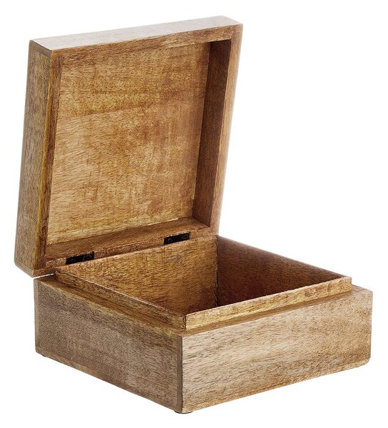 TREASURE Truhla s dřevořezbou čtvercová 17 cm