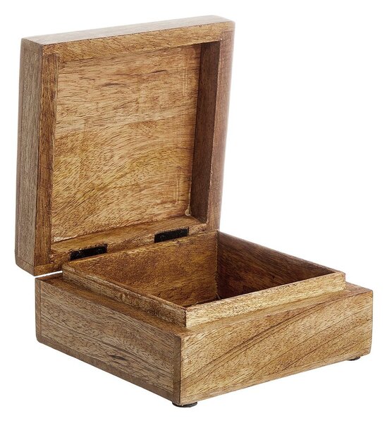 TREASURE Truhla s dřevořezbou čtvercová 14 cm