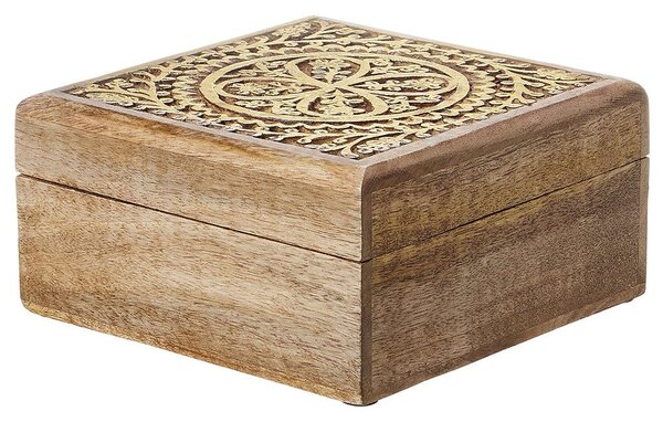 TREASURE Truhla s dřevořezbou čtvercová 17 cm