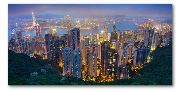 Moderní skleněný obraz z fotografie Noční Hongkong osh-106686696