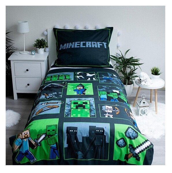 Bavlněné dětské povlečení na jednolůžko 140x200 cm Minecraft Survival Mode – Jerry Fabrics