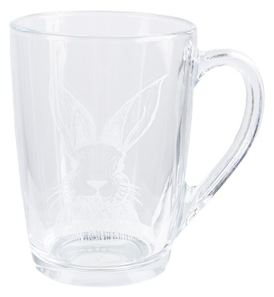 Skleněný hrneček s bílým králíčkem Rabbit Cartoon – 300 ml