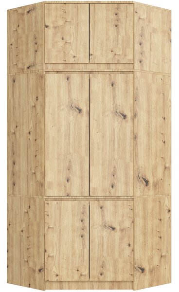 Rohová šatní skříň s nástavcem S100 dub artisan