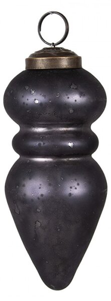 Černá skleněná vánoční cetka Neske – 5x11 cm