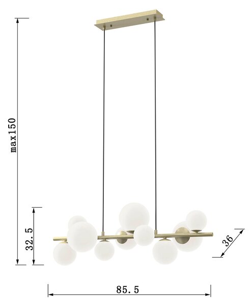STROPNÍ ZÁVĚSNÉ SVÍTIDLO, 86/33/150 cm - Závěsná světla
