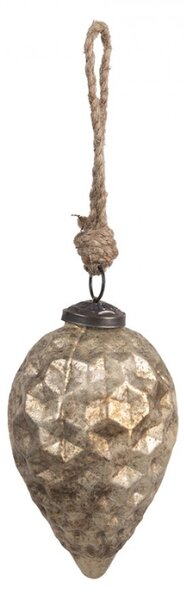 Zlatá skleněná vánoční cetka ve tvaru trojúhelníku s nerovným povrchem Noella M – 5x8 cm