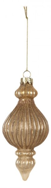 Zlatá skleněná vánoční cetka ve tvaru zvonečku s odřením Vsnderveer – 7x14 cm