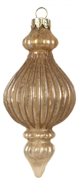 Zlatá skleněná vánoční cetka ve tvaru zvonečku s odřením Vsnderveer – 7x14 cm