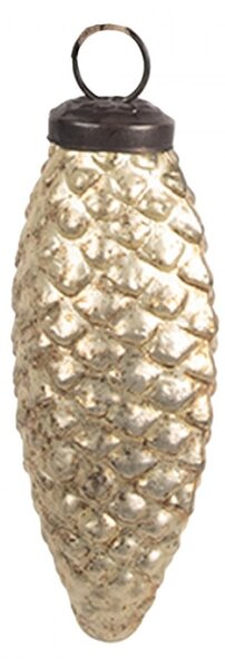 Zlatá skleněná vánoční cetka ve tvaru šišky Noella S – 5x4x10 cm