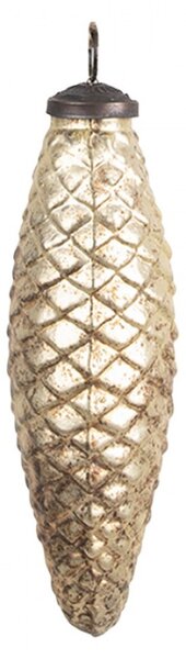 Zlatá skleněná vánoční cetka ve tvaru šišky Noella M – 6x5x16 cm