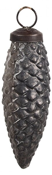 Šedá skleněná vánoční cetka šiška Marlijn S – 5x11 cm