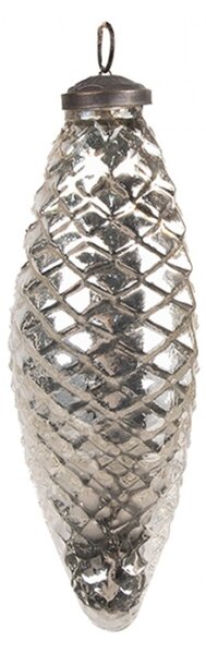 Stříbrná skleněná vánoční cetka šiška Julien M – 6x16 cm