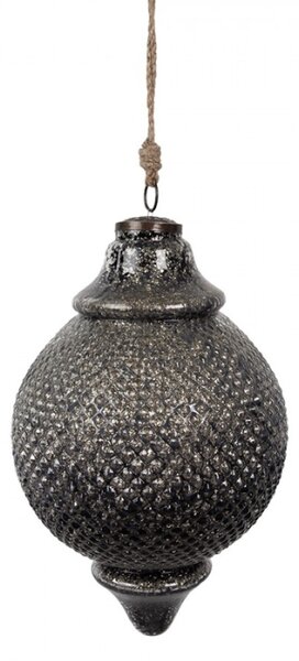 Černá skleněná vánoční cetka koule s diamantovým povrchem Paulette L – 20x32 cm