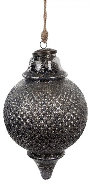 Černá skleněná vánoční cetka koule s diamantovým povrchem Paulette M – 16x27 cm